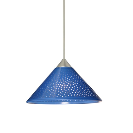 Besa Lighting Kona Cord Pendant, Blue Starpoint, Satin Nickel Finish, 1x5W LED 1XT-282484-LED-SN